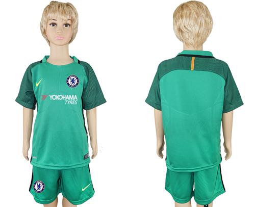 Chelsea Blank Green Kid Soccer Club Jersey - Click Image to Close